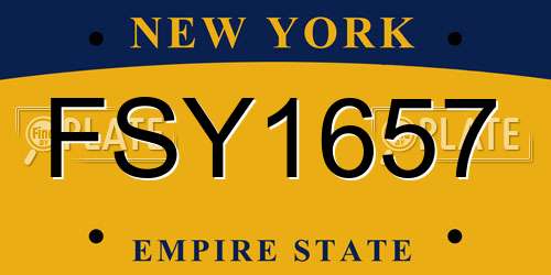 FSY1657 New York License Plate