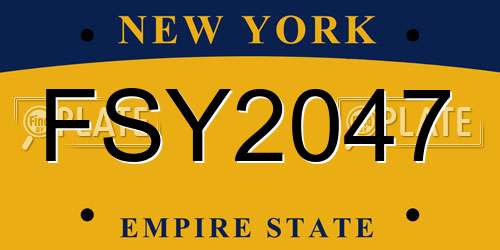 FSY2047 New York License Plate