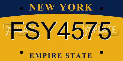 FSY4575 New York License Plate
