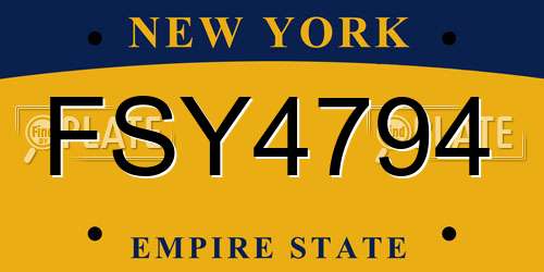 FSY4794 New York License Plate