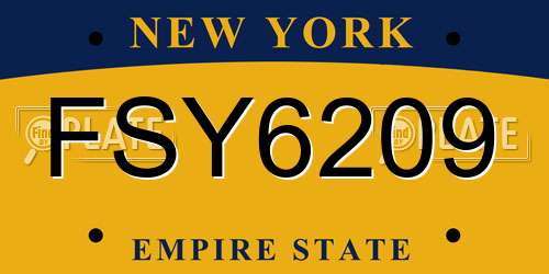 FSY6209 New York License Plate