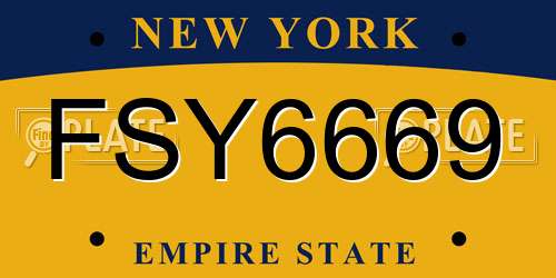 FSY6669 New York License Plate