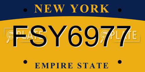 FSY6977 New York License Plate