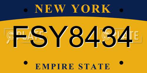FSY8434 New York License Plate