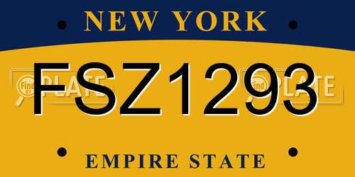 FSZ1293 New York License Plate