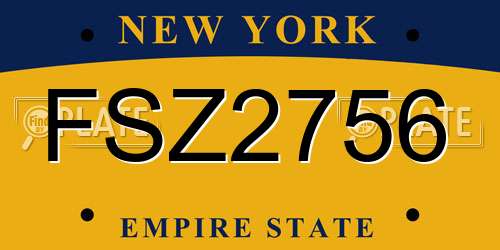 FSZ2756 New York License Plate