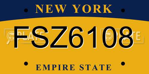 FSZ6108 New York License Plate