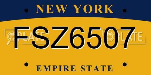 FSZ6507 New York License Plate