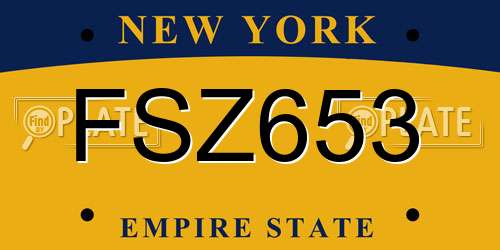 FSZ653 New York License Plate