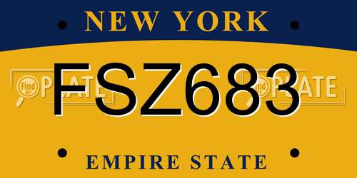 FSZ683 New York License Plate