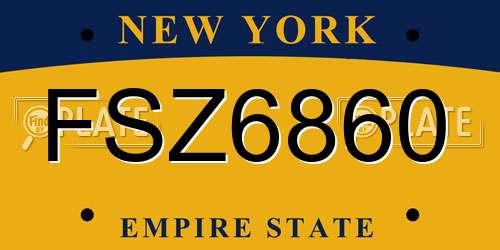 FSZ6860 New York License Plate