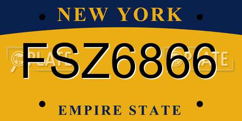 FSZ6866 New York License Plate