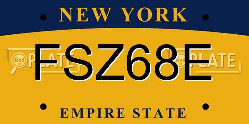 FSZ68E New York License Plate