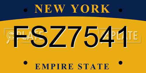 FSZ7541 New York License Plate