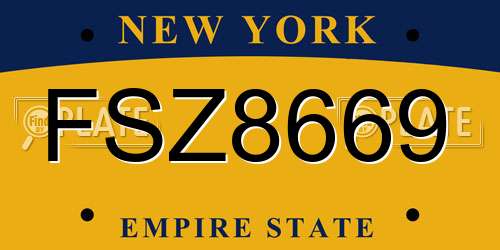 FSZ8669 New York License Plate