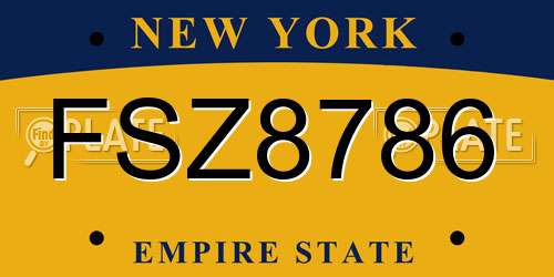 FSZ8786 New York License Plate