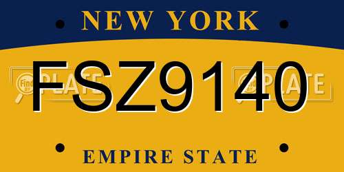 FSZ9140 New York License Plate