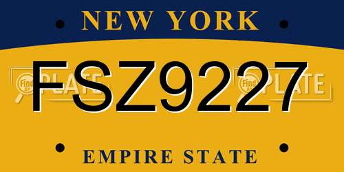 FSZ9227 New York License Plate