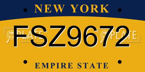 FSZ9672 New York License Plate