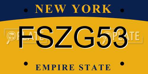 FSZG53 New York License Plate
