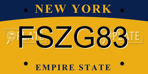 FSZG83 New York License Plate