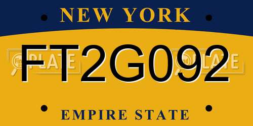FT2G092 New York License Plate