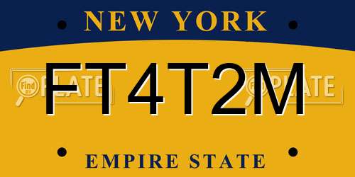 FT4T2M New York License Plate