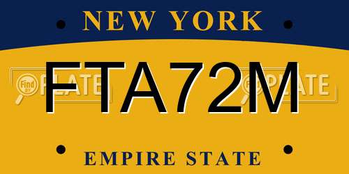 FTA72M New York License Plate