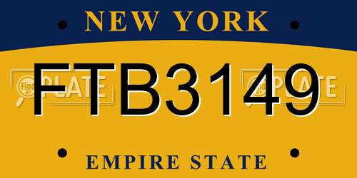 FTB3149 New York License Plate