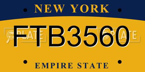 FTB3560 New York License Plate