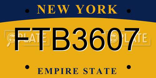 FTB3607 New York License Plate