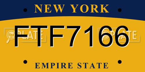 FTF7166 New York License Plate