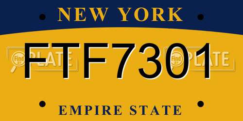 FTF7301 New York License Plate