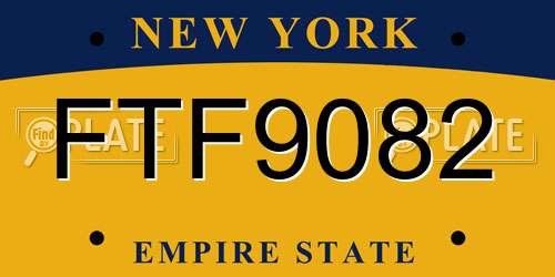 FTF9082 New York License Plate
