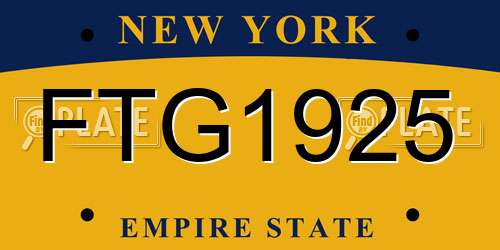 FTG1925 New York License Plate