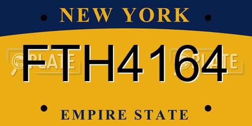 FTH4164 New York License Plate