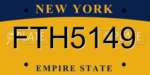 FTH5149 New York License Plate