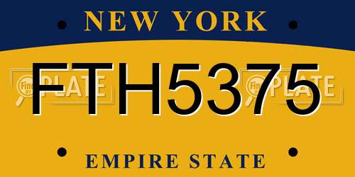 FTH5375 New York License Plate