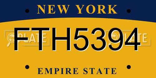 FTH5394 New York License Plate