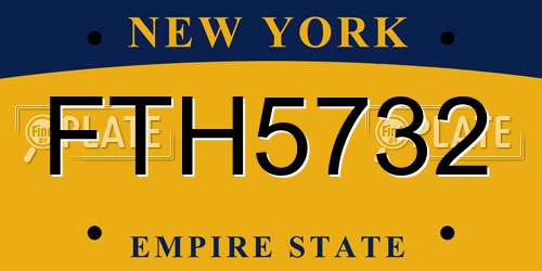 FTH5732 New York License Plate