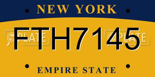 FTH7145 New York License Plate