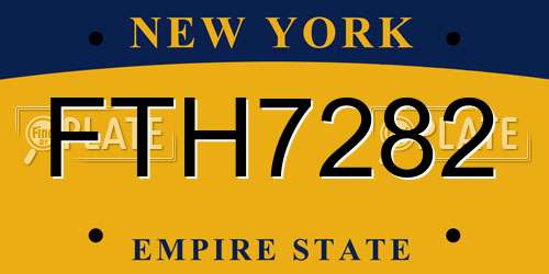 FTH7282 New York License Plate
