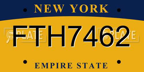 FTH7462 New York License Plate