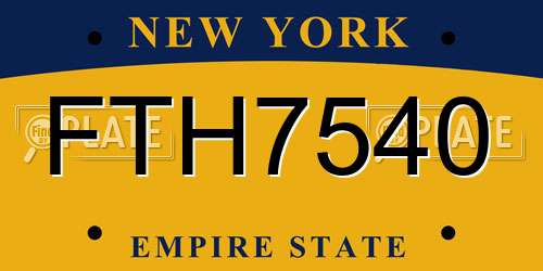 FTH7540 New York License Plate