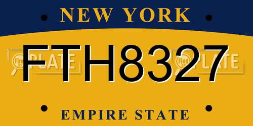 FTH8327 New York License Plate