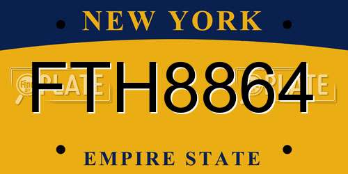 FTH8864 New York License Plate