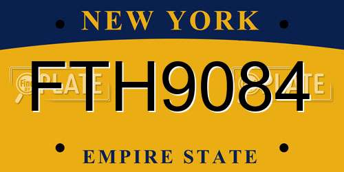 FTH9084 New York License Plate