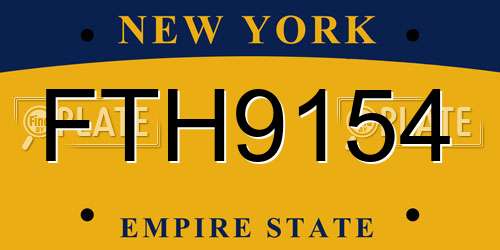 FTH9154 New York License Plate