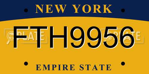 FTH9956 New York License Plate