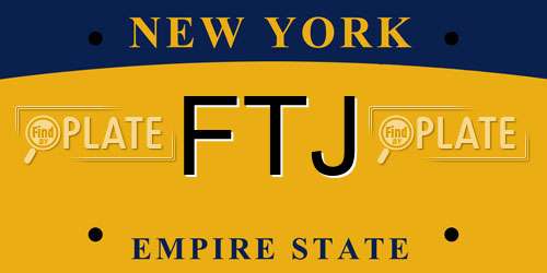 FTJ New York License Plate